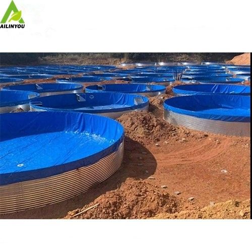 Galvanized Sheet Fish Pond 500-500000 Litre Aquaculture Tanks For Fish Farming