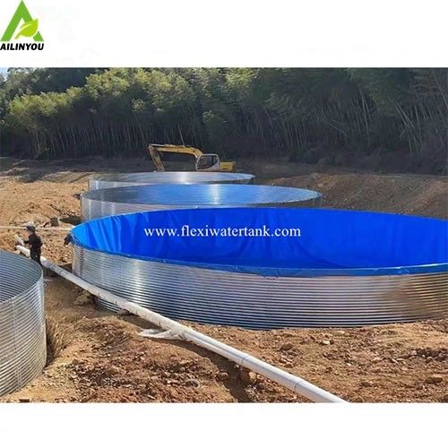 Galvanized sheet blue pvc tarpaulin fish farming tank, biofloc pvc water foldable fish pond tarpaulin tank